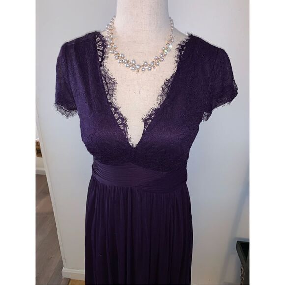 Adrianna papell purple fancy lace dress size 2 wedding guess or made of honor l - Picture 2 of 4